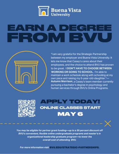 Earn a degree through Buena Vista University